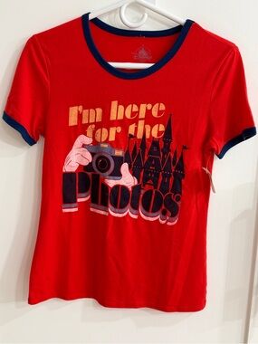 Disney Parks Exclusive "I'm Here For The Photos" Ringer Tee XS NWT